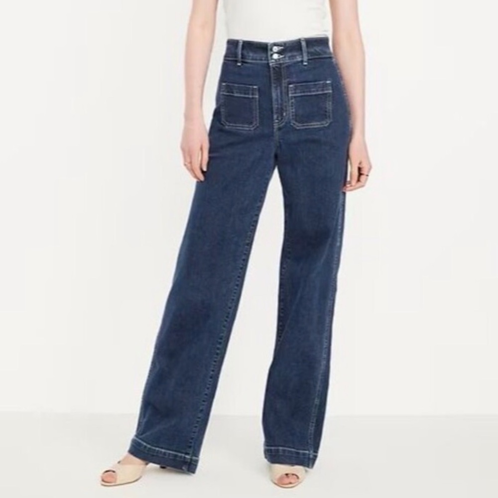 Old Navy Mariner Ski-Hi Wide-Leg Women’s Jean Dark Blue Wash Extra High Rise